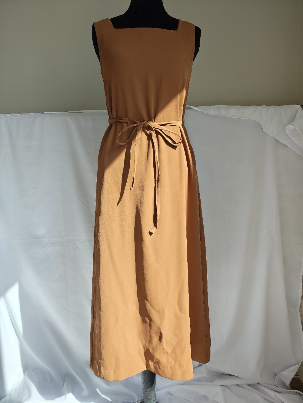 Elegant Tan Sleeveless Dress